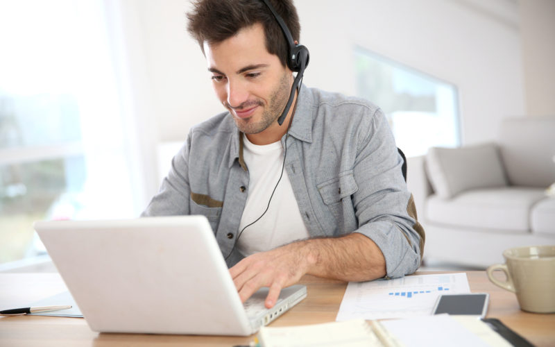 Man working from home with laptop